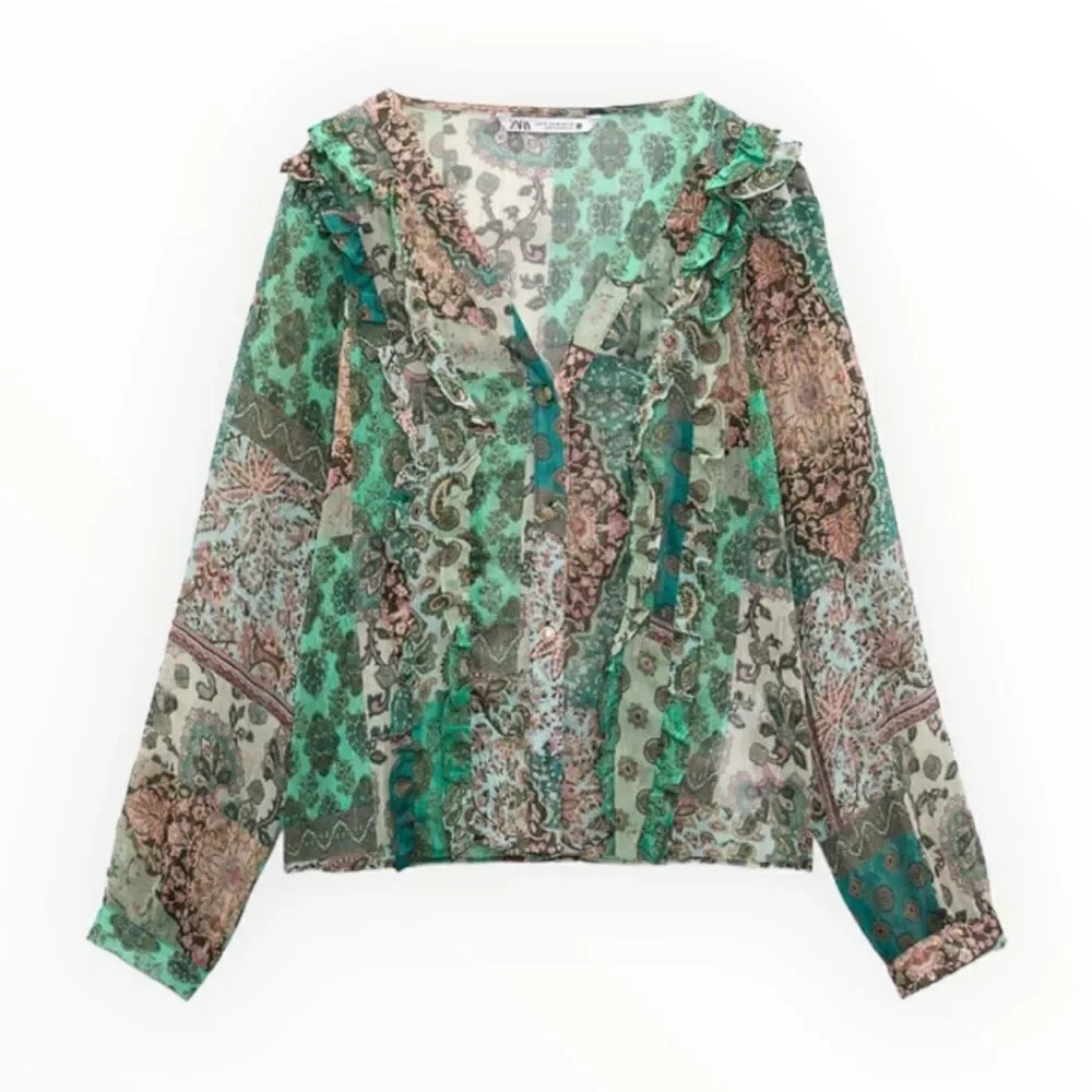 ZARA | Multicolored | PATCHWORK PRINTED SHIRT NWT - image 2